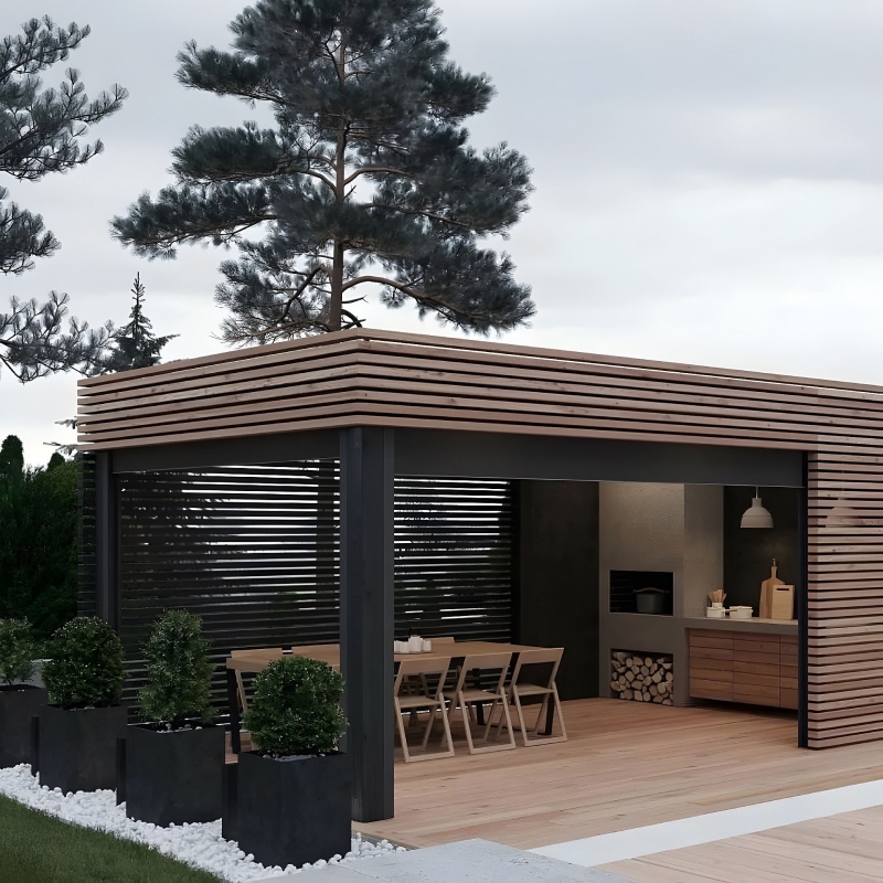 Двускатный автонавес для дачи