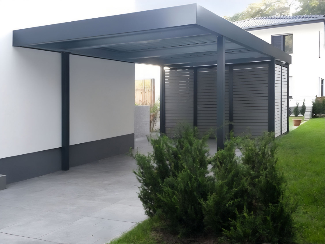 Двускатный автонавес для дачи